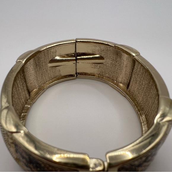 Gold Plated Snakeskin Cuff Bracelet - Picture 2 of 4